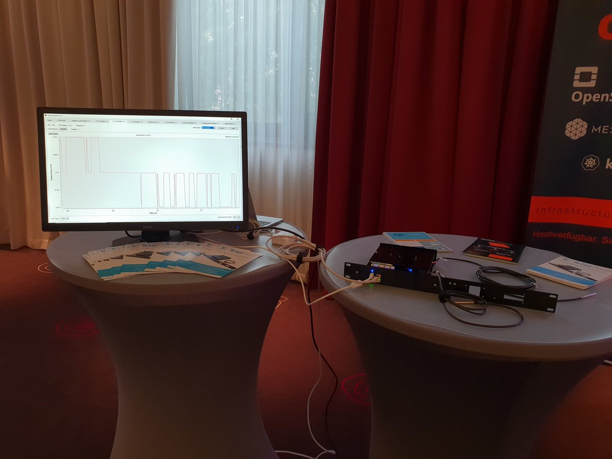 Netways's tweet image. Rack #monitoring with @TinkerForge at #OSDC 2019! Come over and have a look! /nl