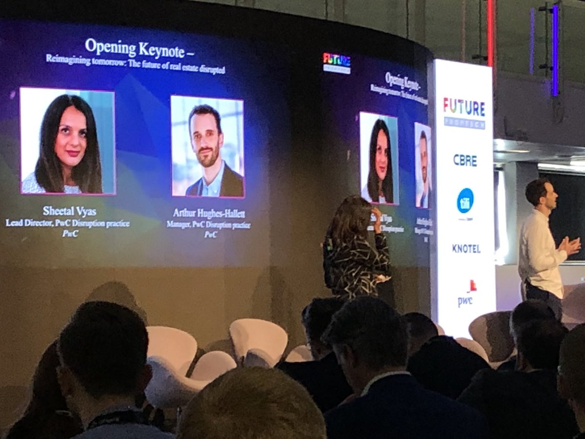 CraigHughesTIG's tweet image. Opening keynote at #FuturePropTech from our disruption team.