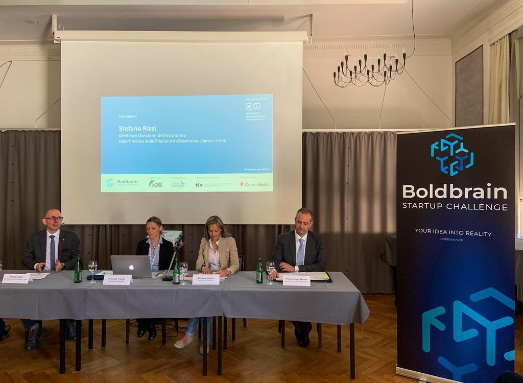 Presentato con <a href="/FondazioneAGIRE/">Fondazione AGIRE</a> e <a href="/BancaStato/">BancaStato</a> Boldbrain Startup Challenge: un’opportunità per gli imprenditori che vogliono trasformare un’idea innovativa in realtà, nonché un programma che ben s’inserisce nella strategia di sviluppo economico del Cantone #innovazione