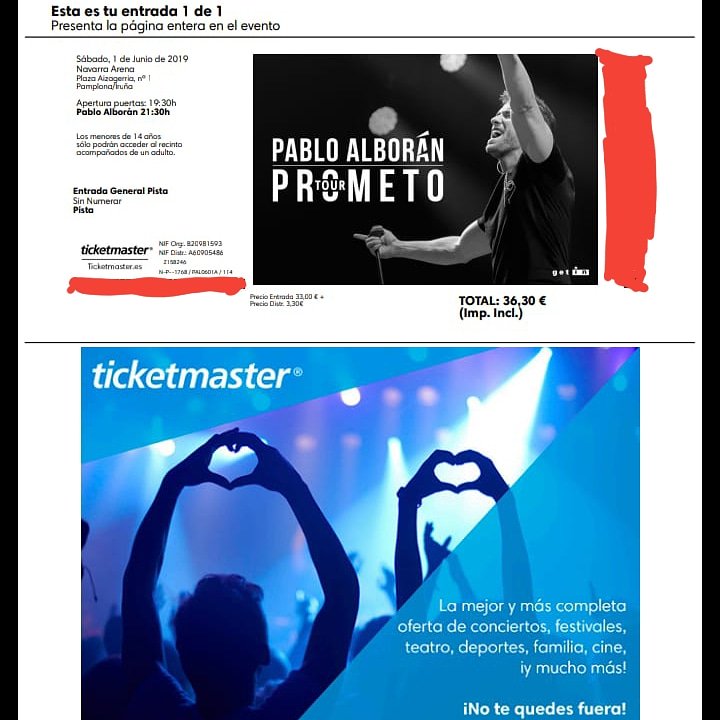 perdut99's tweet photo. @pabloalboran Me sobra 1 entrada en pista para #TourPrometoPamplona el próximo 1 de Junio (Por supuesto,mismo precio de compra)
Será el último concierto de nuestro Pablito en España ¿Te lo vas a perder?? Yo no😊
RT 🙏🏼 https://t.co/T3Rr1d2qUn