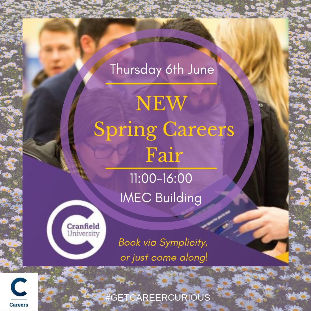 3 weeks to go until the Spring Careers Fair! Come along to network with these (and more) amazing companies - @Ecolab @VirginAtlantic @StudentCircusUK
@BAESystemsplc @RecyclingTech @LDNLutonAirport @eurocontrol @EDI_Airport @pasquier_fr #GetCareerCurious @CranfieldUni