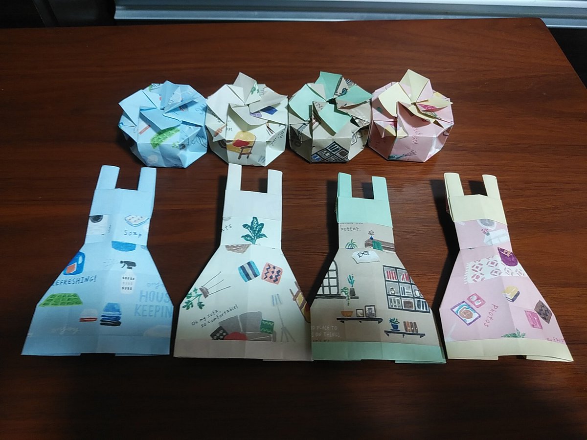 けいきゅんた V Twitter 折り紙1枚で作る箱とエプロン 折り紙 折り紙作品 ダイソー 両面ちよがみ デザインペーパー