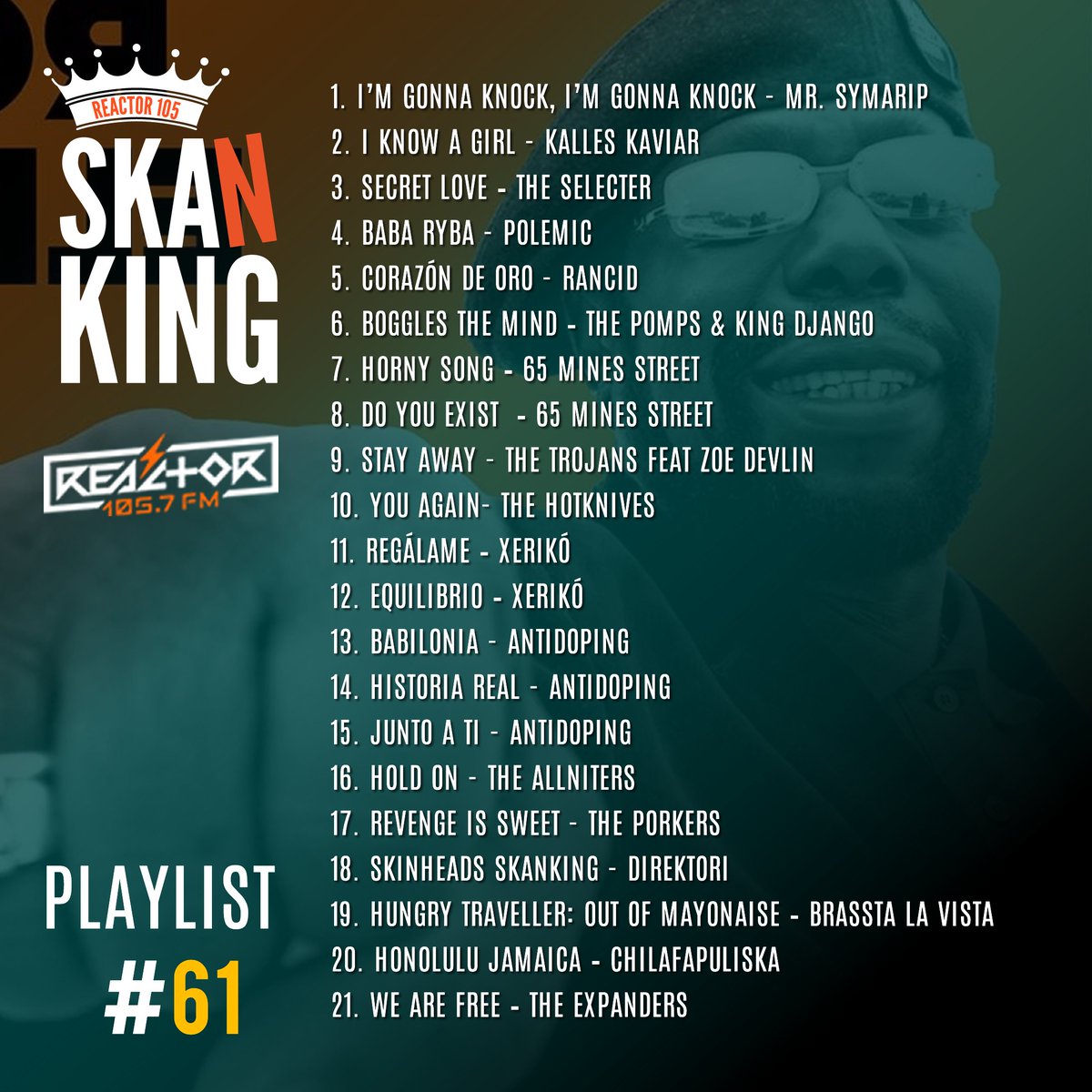 Skanking 105 (@skanking105) on Twitter photo 📻 Aquí el podcast #61 de #Skanking <a href="/Reactor105/">Reactor 105.7 FM</a>
🎧 Podcast: bit.ly/2HqaKDF Spotify: spoti.fi/2VoQjMa
#Ska #Rocksteady #Reggae #ElReydelaFiesta #Skanking 📻 Aquí el podcast #61 de #Skanking <a href="/Reactor105/">Reactor 105.7 FM</a>
🎧 Podcast: bit.ly/2HqaKDF Spotify: spoti.fi/2VoQjMa
#Ska #Rocksteady #Reggae #ElReydelaFiesta #Skanking