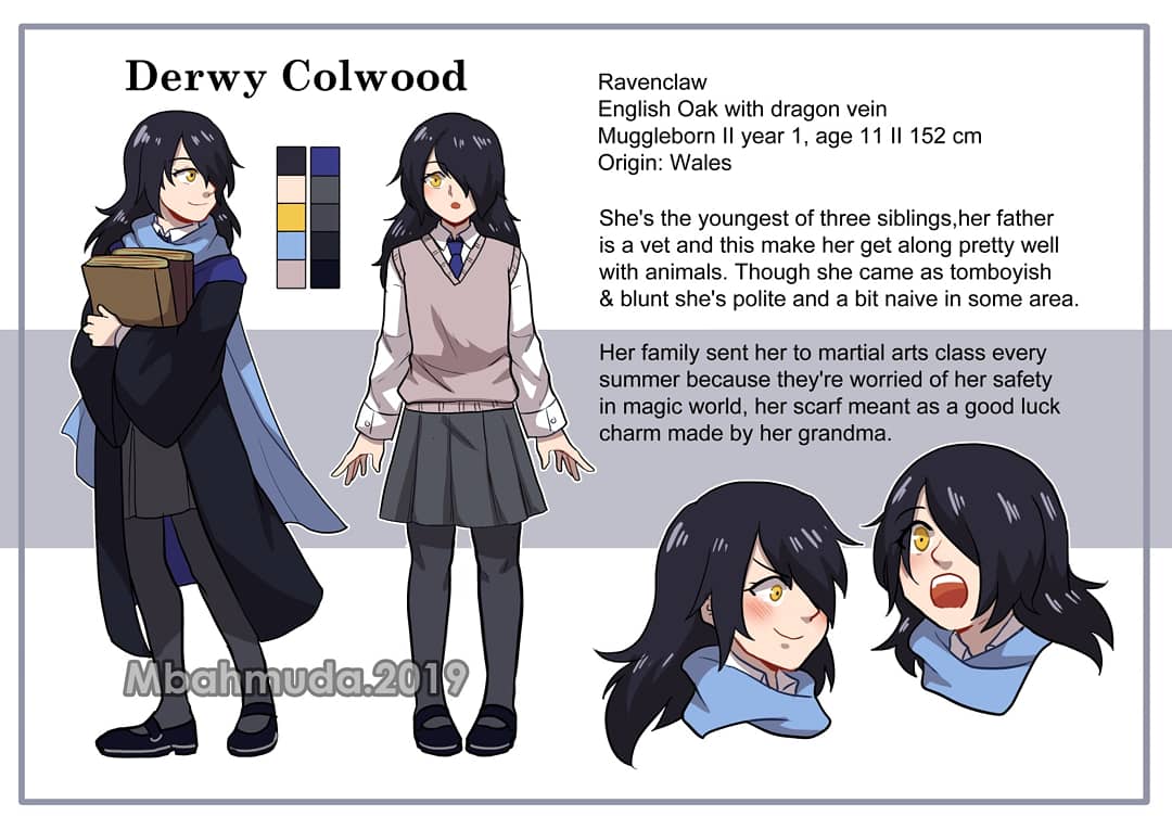Finally! One of my many oc, Derwy,  got her introduction sheet ?

I can't really say this as drawing practice- but tidying up my characters give me a sense of accomplishment I needed 

#fancharacter #pottermoreoc #ocmbahmuda 