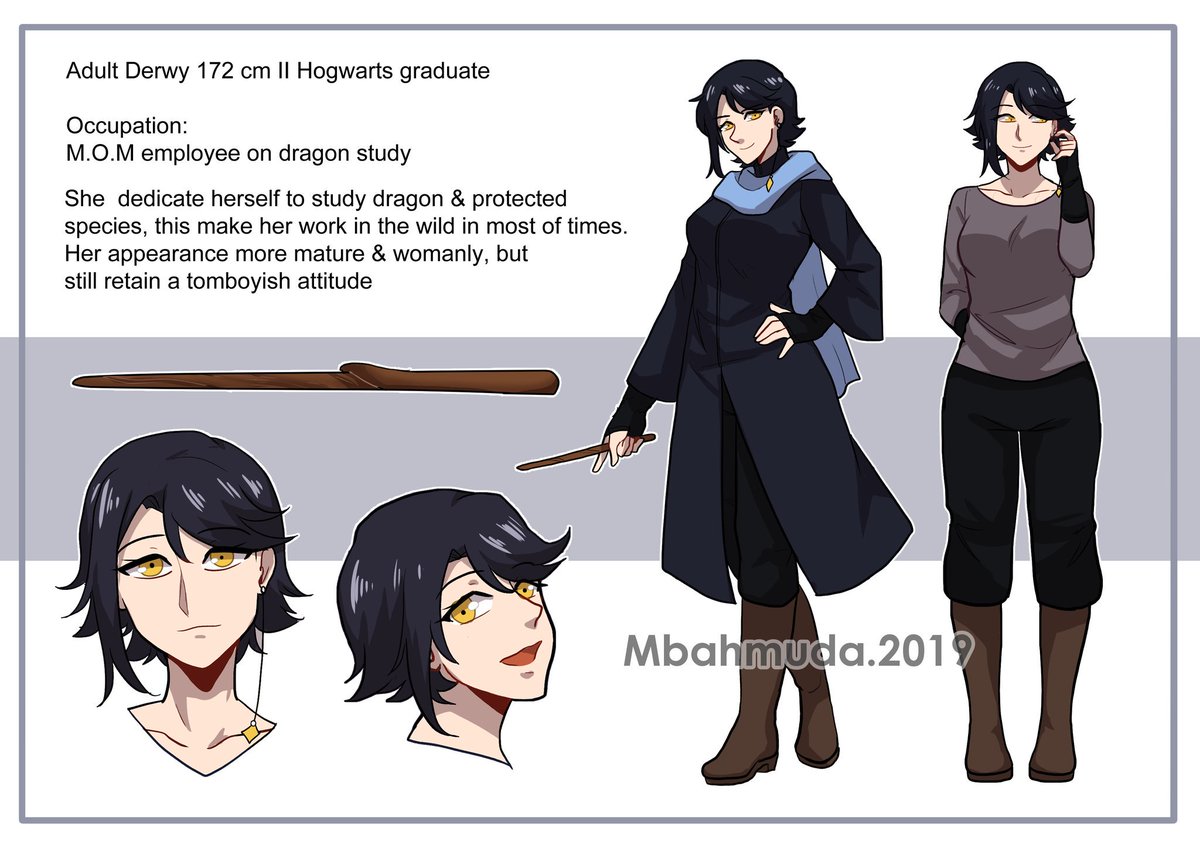 Finally! One of my many oc, Derwy,  got her introduction sheet ?

I can't really say this as drawing practice- but tidying up my characters give me a sense of accomplishment I needed 

#fancharacter #pottermoreoc #ocmbahmuda 