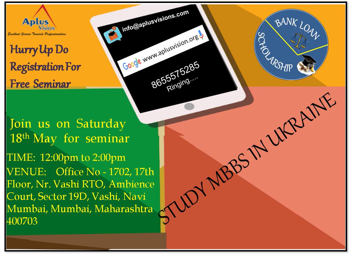 EventsAplus's tweet photo. Aplus vision is coming up with free seminar on Saturday that is on 18th May. so join us and let's find your dream college in Ukraine for better education.
#aplusvision #apluszeitgeistevent #medical #engineering #doctor #admissions2019 #studyoverseas #abroadadmissions #eventprofs https://t.co/nFLsfFTudR
