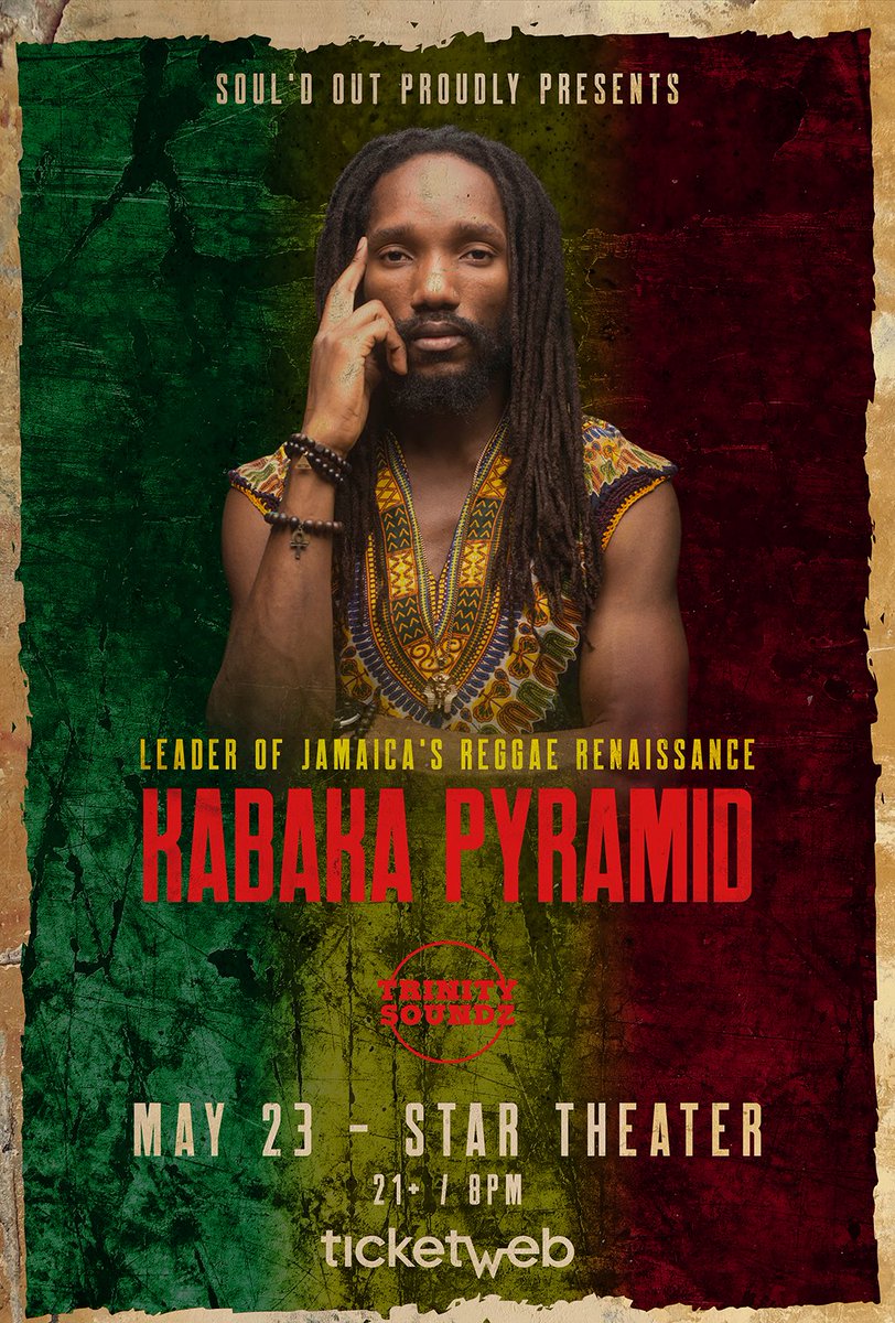 TrinitySoundz's tweet photo. STAR THEATER - MAY 23rd
KABAKA PYRAMID
TRINITY SOUNDZ
DOORS: 8pm - 21+
#KabakaPyramid #PDX #PDXReggae #TrinitySoundz #NiceUpRadio @SOULDOUTMUSIC @StarTheaterPDX https://t.co/3Ri5fCX4QH