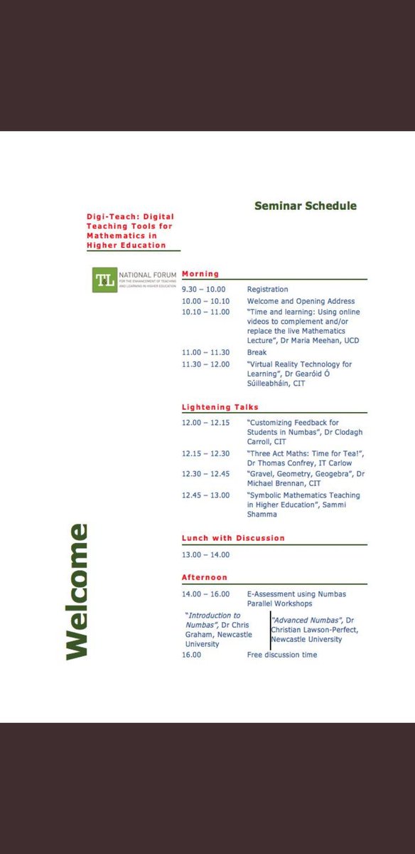 seanwithafada's tweet photo. Really looking forward to #NFSeminar today by @MathsDigiteach. Great prep work for the seminar put in by @julieccrowley and @DeirdreMCasey with funding and support from @ForumTL @CITmaths @CIT_TLU @CIT_TEL @griffithcollege #MathsDigiTeach https://t.co/AgMjQaAWS4