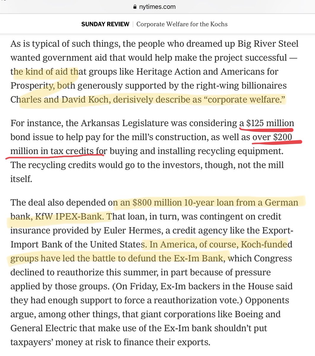 The loan is from KfW IPEX-Bank and it is backed by the German equivalent of America’s Ex-Im Bank, which the Koch Brothers eschew, along with “corporate welfare” — when their interests are not involved.This provides an excellent example of  #GOPcrisy.  https://www.nytimes.com/2015/10/11/opinion/sunday/corporate-welfare-for-the-kochs.html