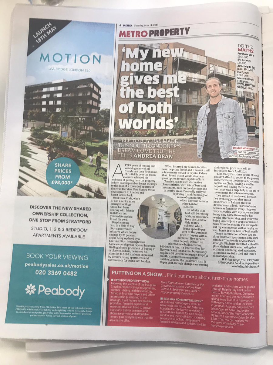 Very important content in the Metro this morning - the #Croydon Property Show - make sure it's in your diary for this Saturday! @CROPropertyShow 🏠 #homesforlondoners #firsttimebuyers