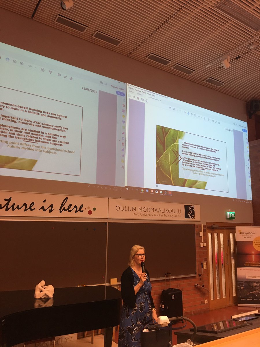 onkoulu's tweet image. Second day of #midnightsunsummerschool, on the stage phenomenal @KirstiLonka and #phenomenonbasedlearning! #21stcenturyskills #learningtolearn