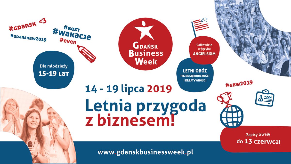 Jak aktywnie i z pomysłem spędzić wakacje? Najlepiej z Gdansk Business Week! To 6 dni wypełnionych zabawą, warsztatami z przedsiębiorczości i biznesowymi case study! Masz od 15-19 lat? Zgłoś się na: gdanskbusinessweek.pl