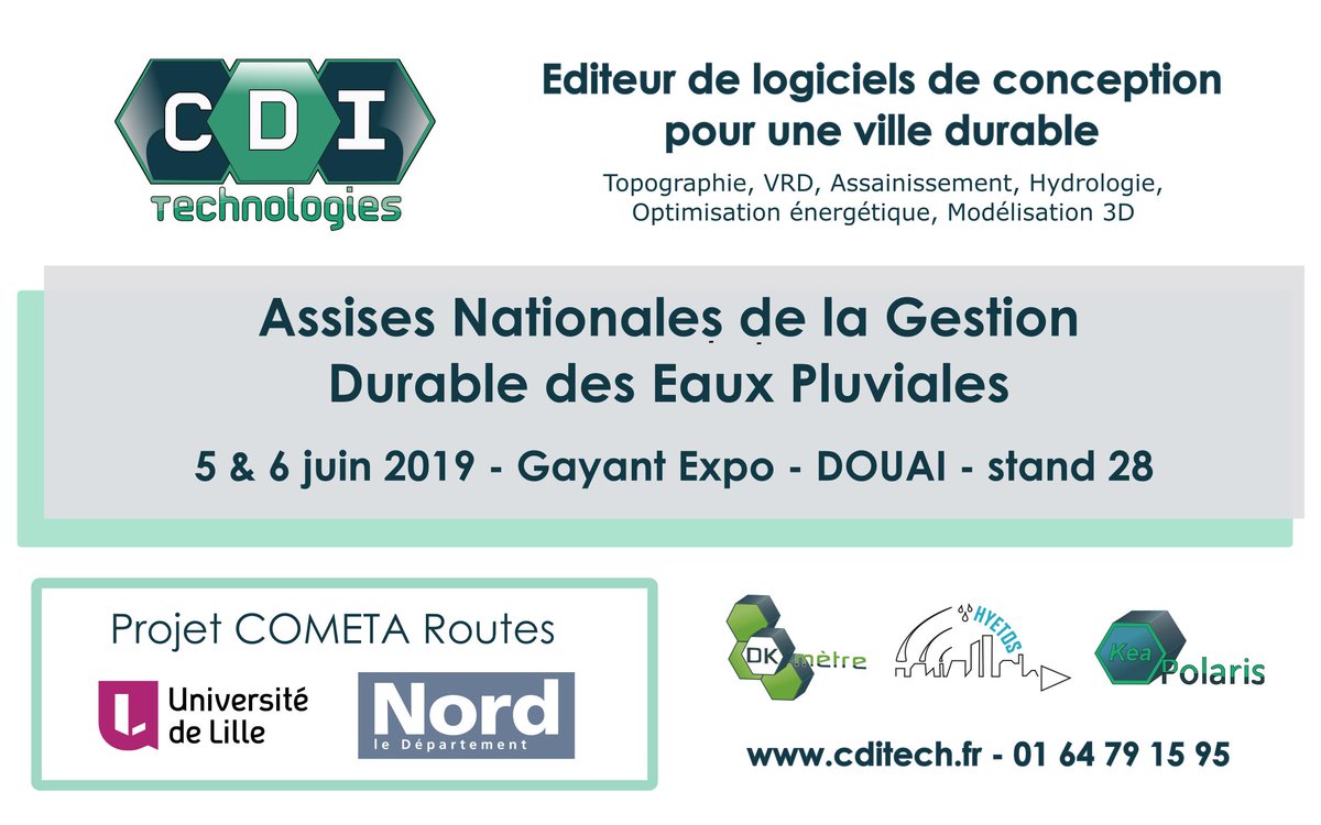 RDV les 5 &amp; 6 juin à Douai pour les Assises Nationales de la Gestion durable des #EPluviales
#COMETARoutes #KeaPolaris <a href="/lenord/">DepartementNord</a> <a href="/univ_lille/">Université de Lille</a>