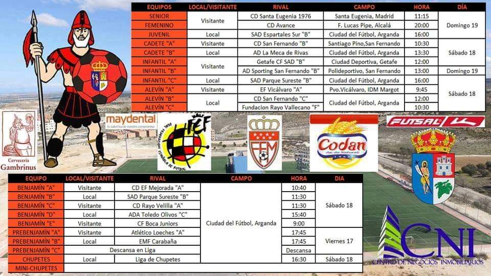 EFA_Futbol's tweet image. También os dejamos los horarios de nuestros equipos para este fin de semana (17 al 19 de Mayo), mucha suerte a todos y a por todas!!!!! #EFArganda #VamosEscuela #Season1819 #RFFM