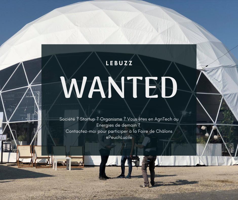 LeBuzz sur la <a href="/foiredechalons/">Foire de Châlons</a> 

Nous sommes à la recherche de sociétés, de #startup, d' #entrepreneurs, de chercheurs, de partenaires, de #sponsors en #AgriTech et nouvelles énergies ! 
#agriculture #IA #drones #robots #IoT 

@VilledeChalons <a href="/ToutChalons/">Châlons-en-Champagne</a>