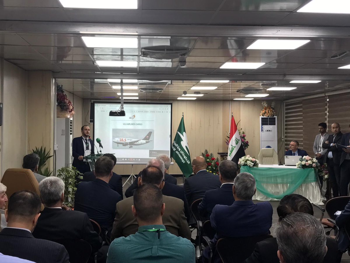UlsCargo's tweet photo. Cargo expansion projections of @UlsCargo presented at Baghdad by Commercial Manager-Yasin Ata and Managing Director-Shukru Can.
#ULS #ULSCargo #A310F https://t.co/kzxlnrNANw