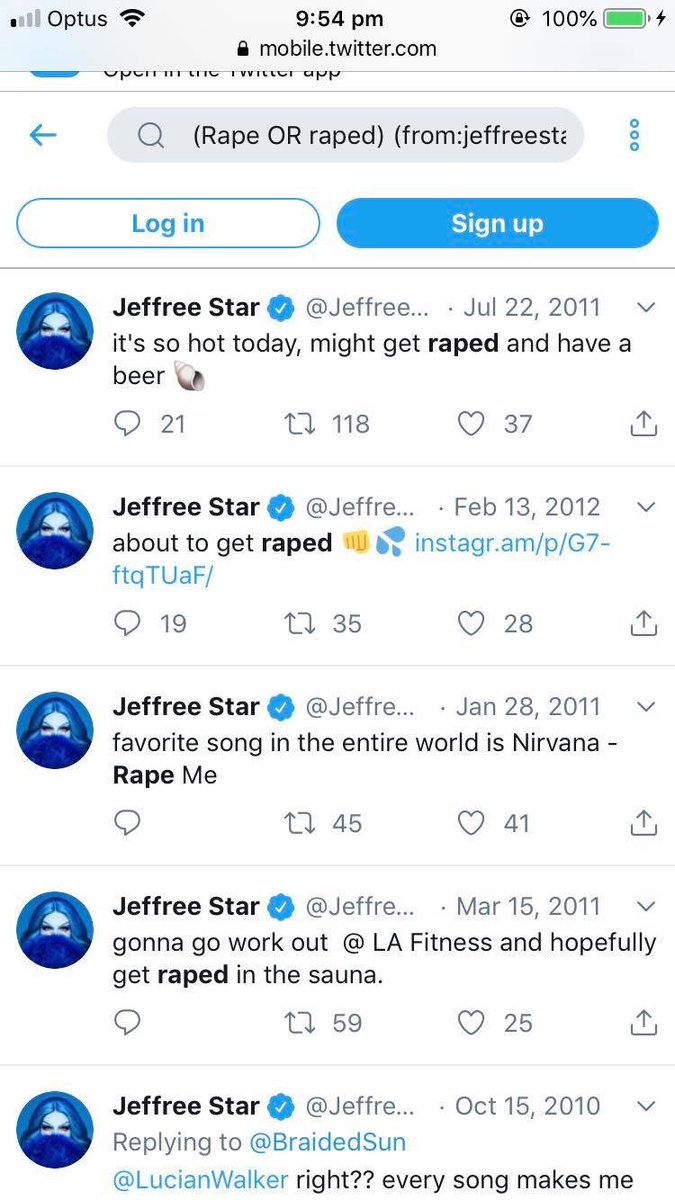 @JeffreeStar’s many tweets about rape..