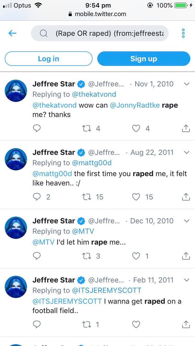  @JeffreeStar’s many tweets about rape..