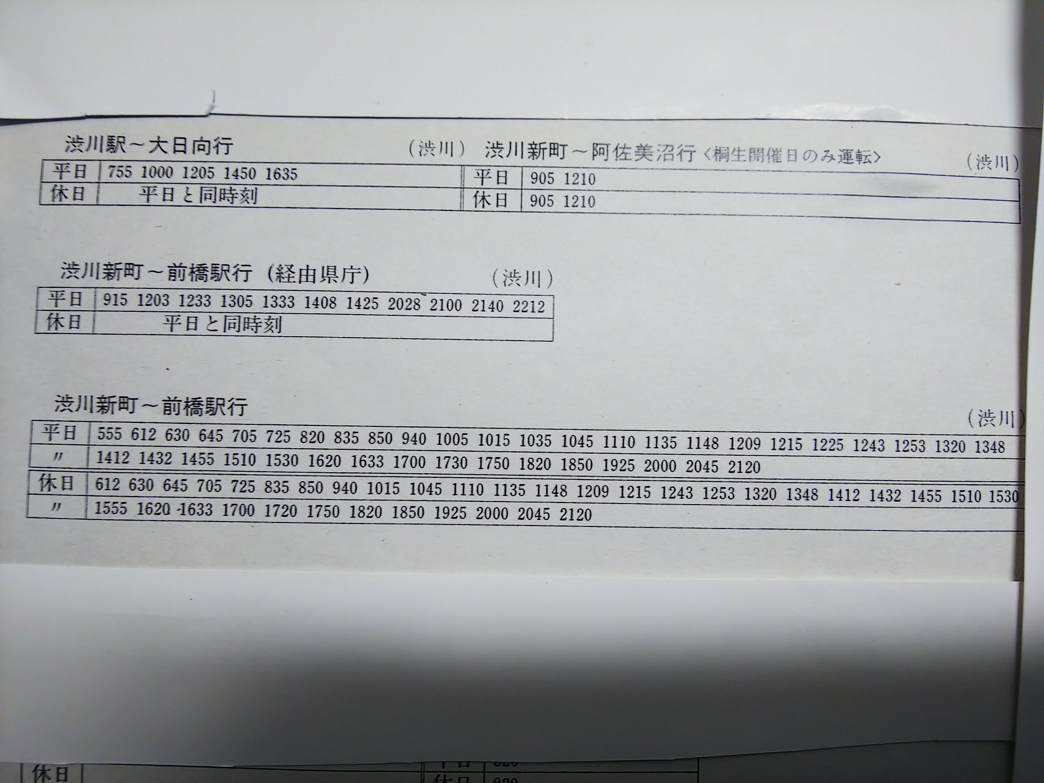 高麗川駅八高線 中之条駅 四万温泉線だけが東武時代をほぼ維持出来ているのは 人気の有名温泉地で観光客の需要があるから 東武バス 関越交通 東武時刻表1980 左上 渋川駅 四万温泉 他 右上 沢渡温泉 他 左下 赤坂 他 右下
