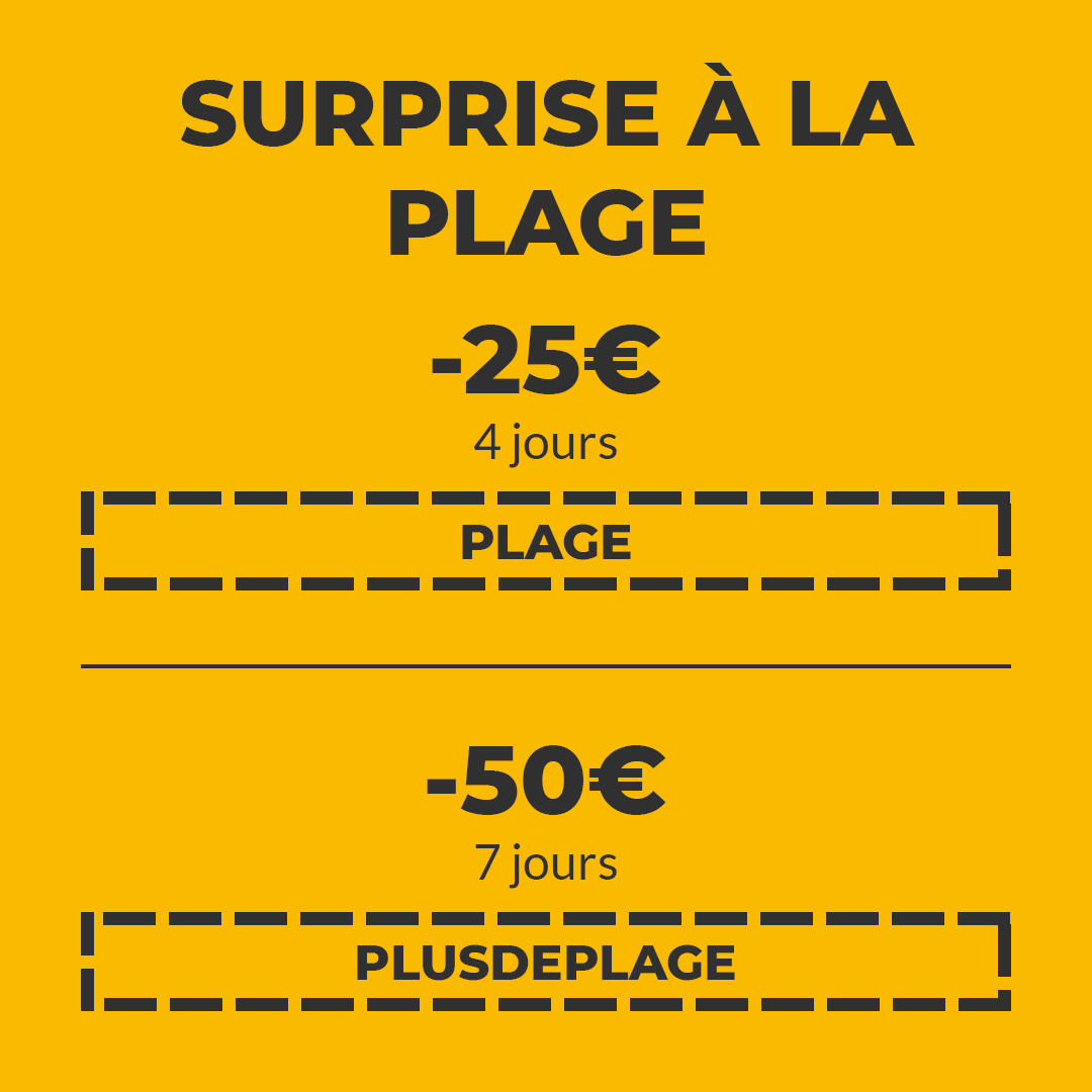 L'été arrive! 🎉 Et en été le corps vous demande, soleil 🕶, plage 👙, détente... Vos désirs sont des ordres ! 😏 Nous avons quelque chose pour vous Quelqu'un a parlé de réduction?