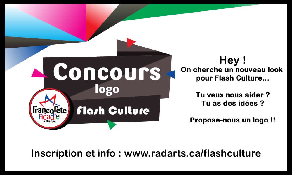 Hey, on cherche un nouveau look pour Flash Culture! Tu as du talent? Propose nous un logo! Tag tes ami(e)s et partage SVP!! Destiné aux jeunes de la 9e à la 12e année des écoles francophones des provinces Atlantique. radarts.ca/flashculture 
#concours #jeunessse #francais