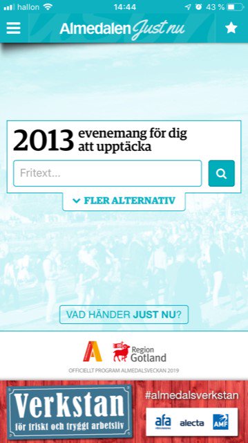 Idag passerade Almedalen Just Nu appen över 2 000 godkända programpunkter. Ladda ner #almedalenjustnu appen, och gör som #almedalsverkstan annonsera i våra kanaler #app; #programtidning #Visby #Almedalen #officiellprogramleverantor