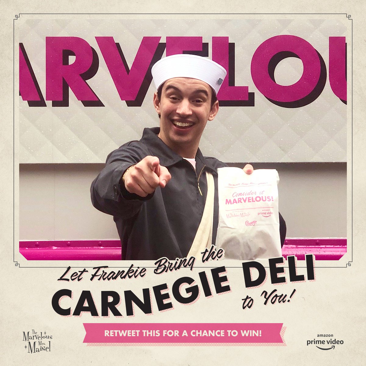 Hey, NYC! Are you ready to try "The Maisel?" RETWEET for the chance to win a #MrsMaisel-inspired lunch from Carnegie Deli, delivered to your office tomorrow!