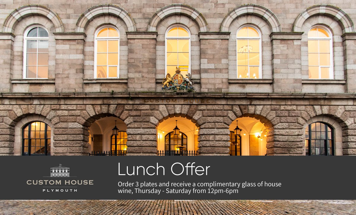 Joining us in the cellar bar this weekend? Get a free glass of house wine when ordering 3 plates! Available Thursday to Saturday 12pm-6pm 
.
Contact us to book your table now! - 01752 210770 | info@customhouseplymouth.co.uk