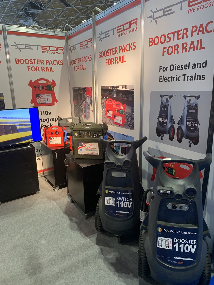 CeteorUK's tweet photo. Come and see us this week @Railtex on stand A35 displaying our range of 12/24v &amp; 110V #boosterpacks. https://t.co/ylFqtia3r6
