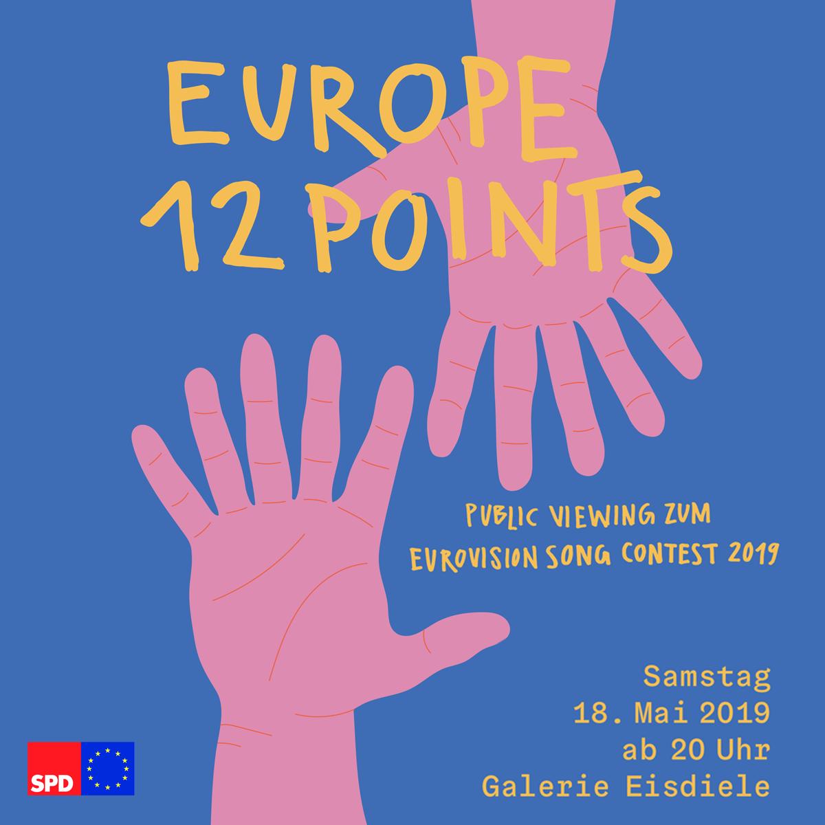 Wir feiern Vielfalt, Gemeinsamkeit und unsere Vision von #Europa. Wir feiern #Eurovision - und zwar am liebsten mit Euch! Kommt und feiert mit uns 🎈 📌Galerie Eisdiele (Rothenburger Str. 185 in Nürnberg) ⏰Samstag, 18. Mai ab 20 Uhr #spd #ESC19