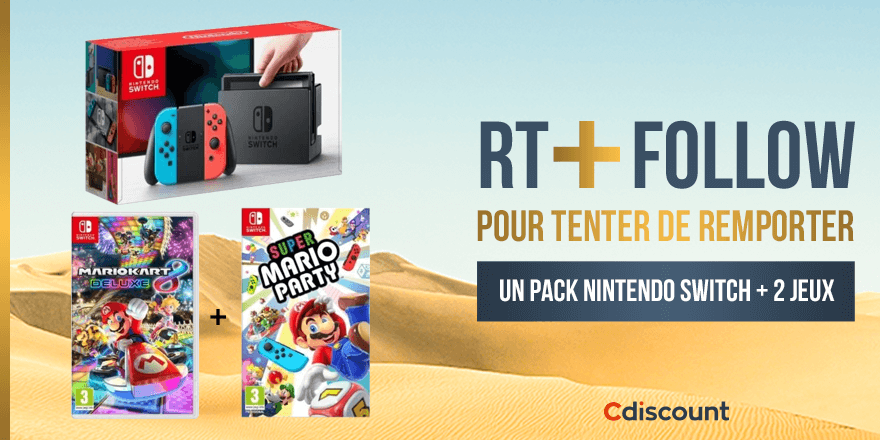 🎁 #Concours

👌 Un pack Nintendo Switch + Super Mario Party + Mario Kart 8 Deluxe, à remporter > bit.ly/2Q0nlBj

🔸 Pour tenter de le gagner : RT + Follow <a href="/Cdiscount/">Cdiscount</a>

☑️ TAS 21/05