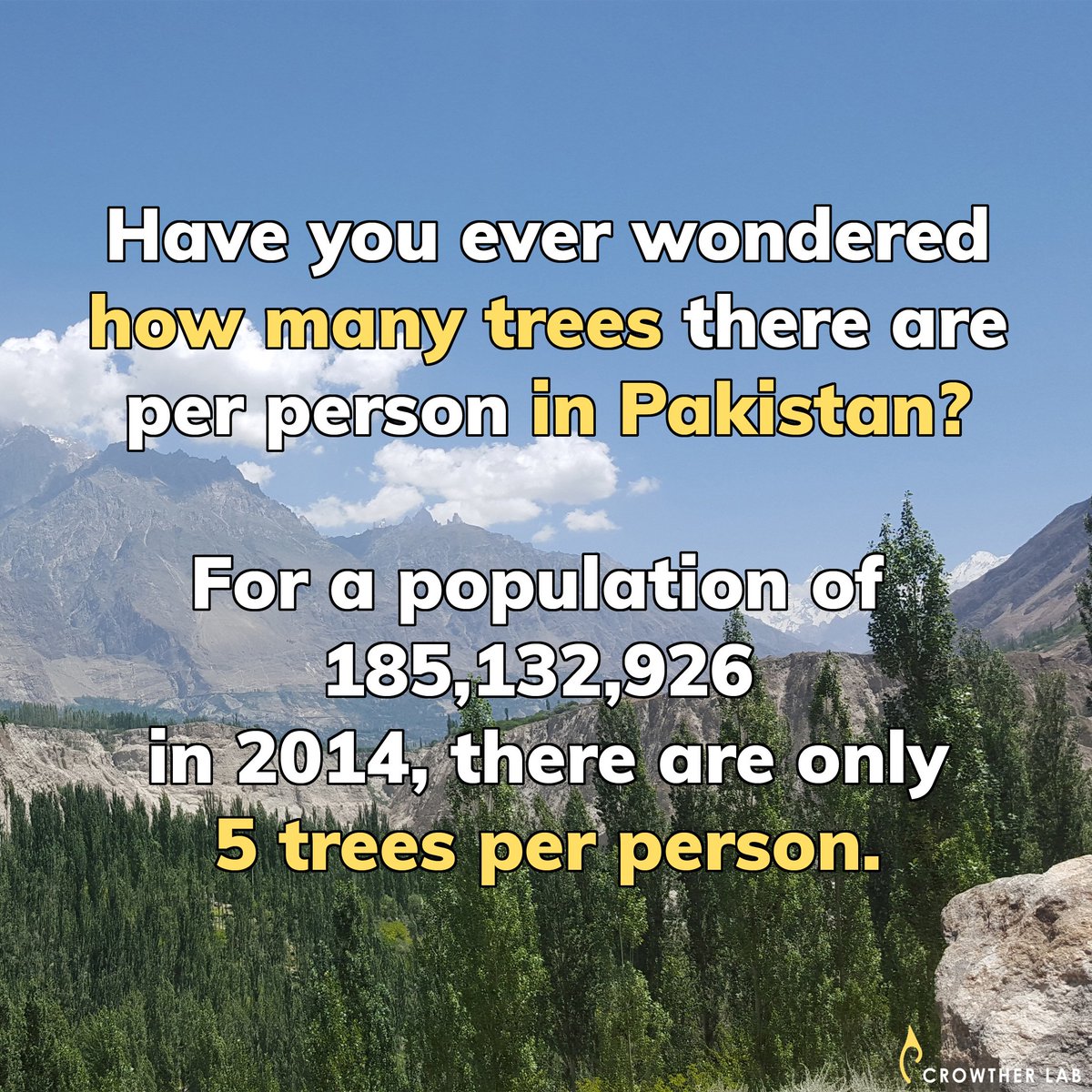 CrowtherLab's tweet photo. Keep an eye ποΈ on these numbers.
They might be changing with the help of #CleanGreenPakistan. This program aims to raise awareness and engage citizen to plant trees! π±π±π±
#howmanytrees https://t.co/JiIVNNithi