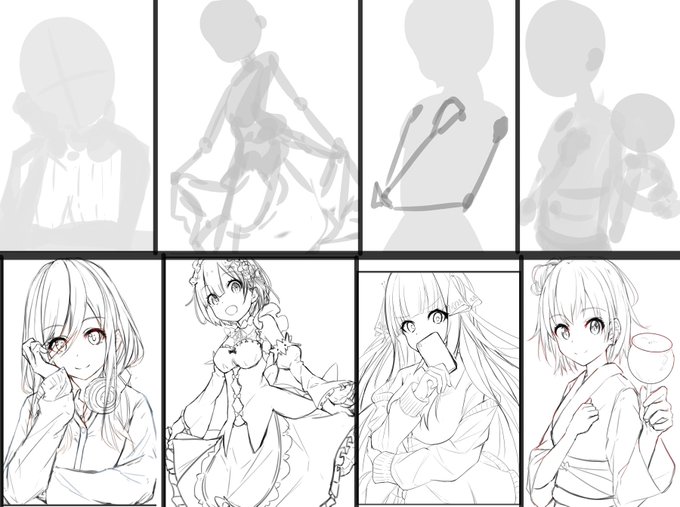 お題箱やDMで、ラフが見たいとあったので載せときます〜 