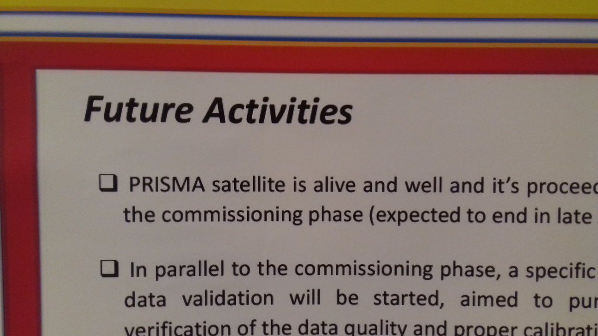In front of <a href="/ASI_spazio/">Agenzia Spaziale ITA</a> <a href="/SatellitePrisma/">PRISMA Satellite</a> poster <a href="/ESA_EO/">ESA Earth Observation</a> #LPS19 Board P10 - nice overview of the mission status by our great colleagues working hard during the current commissioning phase - funny 😀 but reassuring statement: "<a href="/SatellitePrisma/">PRISMA Satellite</a> is alive and well"!