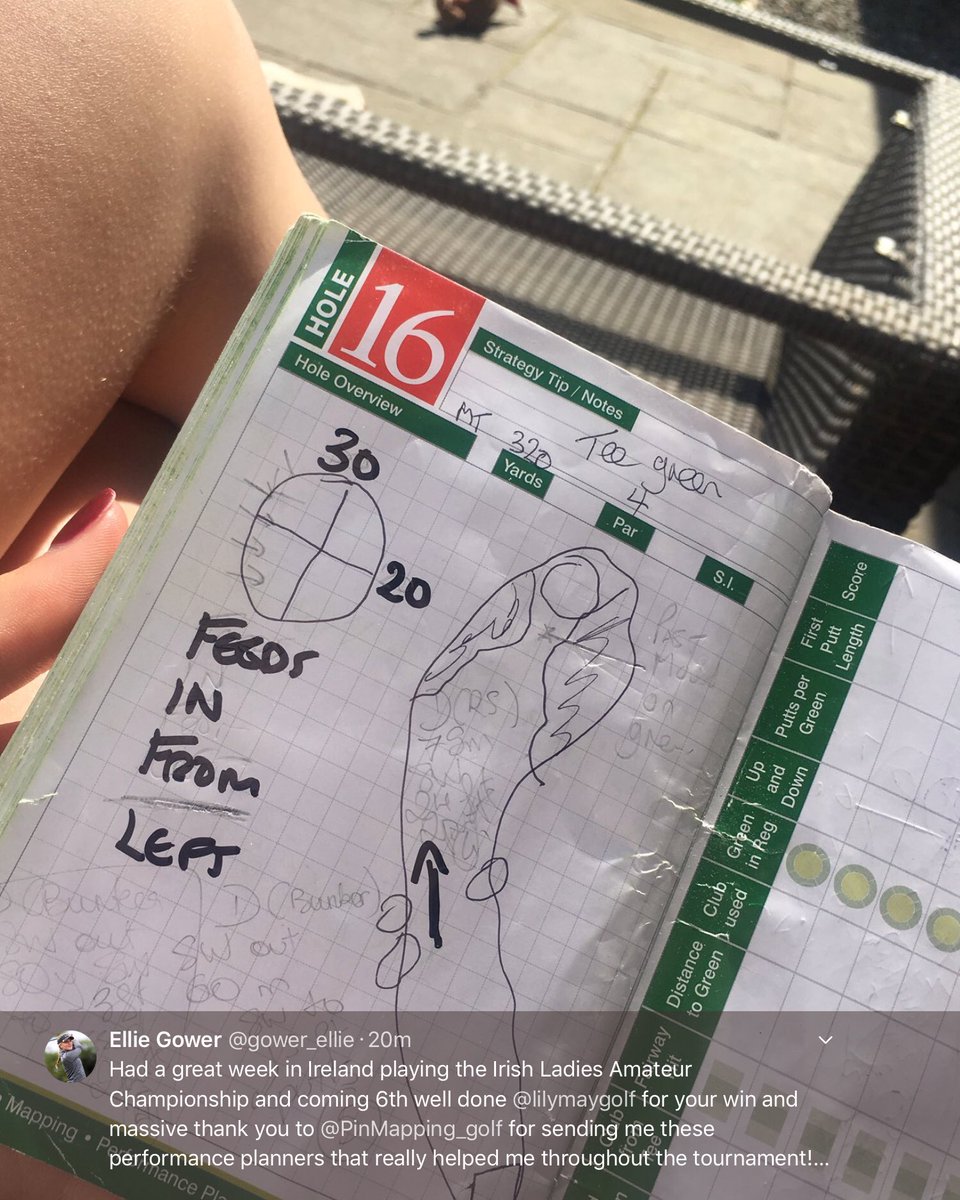 PinMapping_golf's tweet image. A Look at @gower_ellie ‘s course strategy notes for the tough 16th hole @CountyLouthGC whilst completing in the Women’s British Amateur last week!
Great notes Ellie 👍
#Preparation #PerformancePlanner #GamePlan #LinksGolf