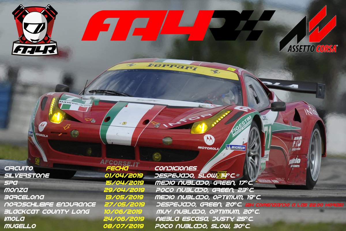 FA4RACERS's tweet photo. Ayer vivimos otra carrera emocionante en #Barcelona en #AssettoCorsa siendo @Dieghofx el ganador de la misma nuevamente...  aunque seguido muy de cerca por @SergiRosado y ya mas retrasado @verwend2 en P3.
Enhorabuena al podio!!! https://t.co/ScgnLKZuYN