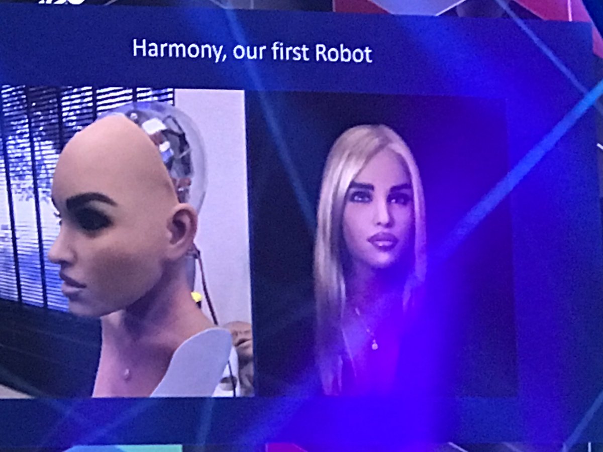 Why are the first human like looking robots on earth icons of super sexy models? Is this how mans are turning a desire into (artificial) reality? (I cannot call it intelligence.) The best feature: you can customise them via an app. What is going wrong here?  #webit2019 Sofia
