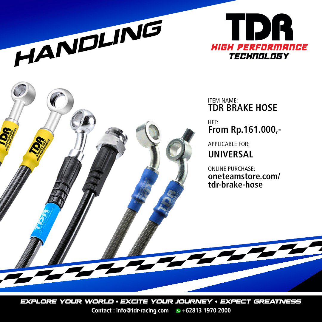 TDR_RACING's tweet photo. TDR Brake Hose developed with high quality stainless steel that allows no shape alteration towards master pump's high pressure. Steadily applicable in high temperature conditions. - https://t.co/nU0NBmEVRI
.
#HighPerformanceBrakeSystems #Handling #BrakeSystems #BrakeHose https://t.co/2GvCvP6VnW