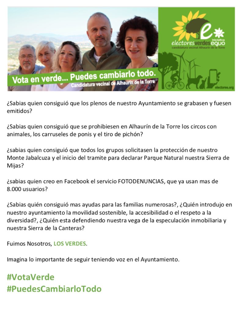 ¿Sabias quie?
Recuerda este #26M #VotaVerde #PuedesCambiarloTodo