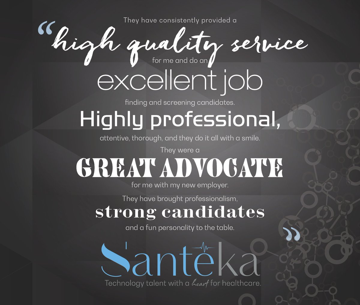 SantekaHCIT's tweet photo. Can you say THIS about your current talent partner?  https://t.co/9zelHbJpLS

#HITtalent #Healthcare #Santeka https://t.co/3jCYm84nHB