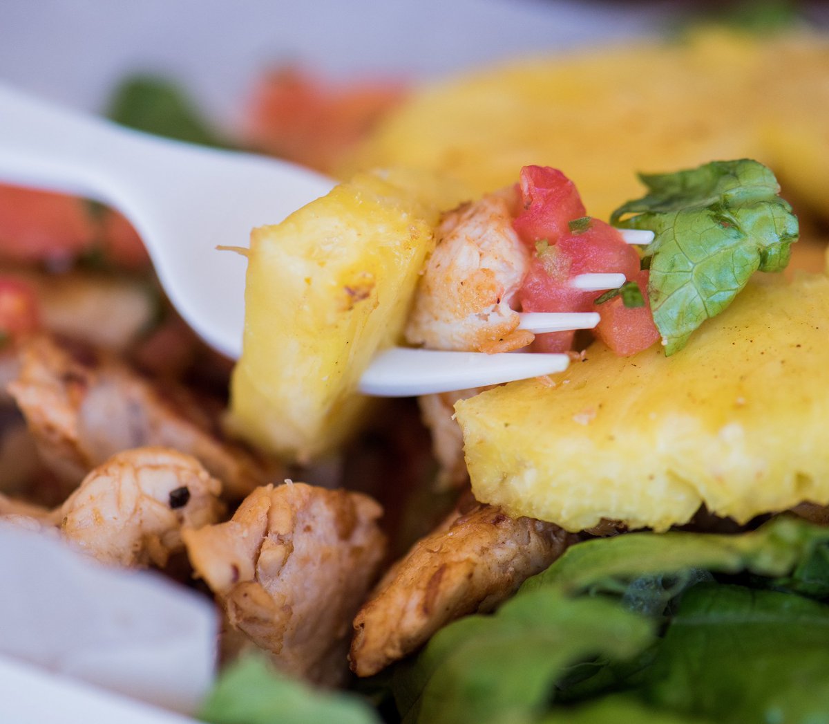 Just looking at this photo is making us hungry. BRB—we'll just be at Orderup with a Pineapple Express Chicken Salad. See you there? #orderupsa #pineapple #🍍