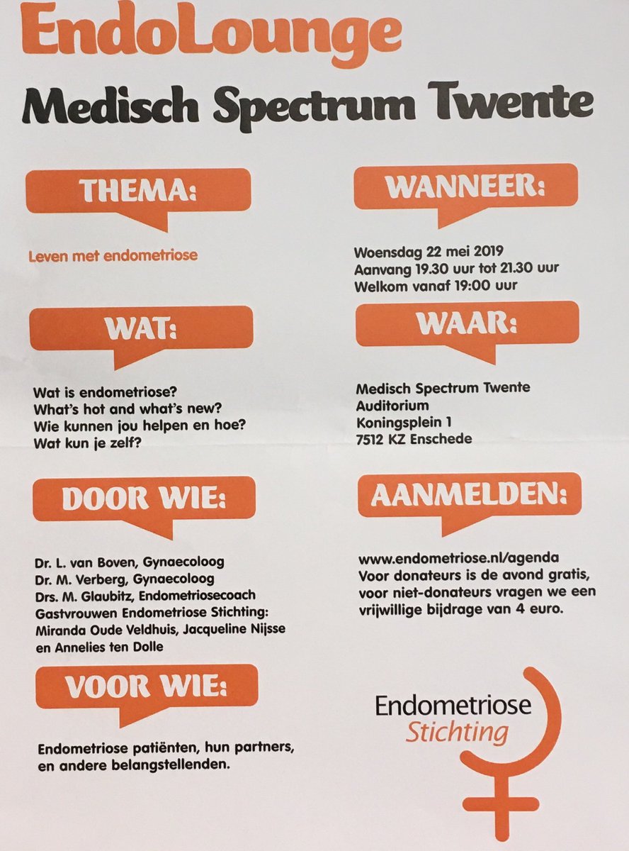 Fertiliteit's tweet image. Leven met Endometriose... thema avond ⁦@ziekenhuisMST⁩ Geef je op via ⁦@Endometriose_NL⁩
