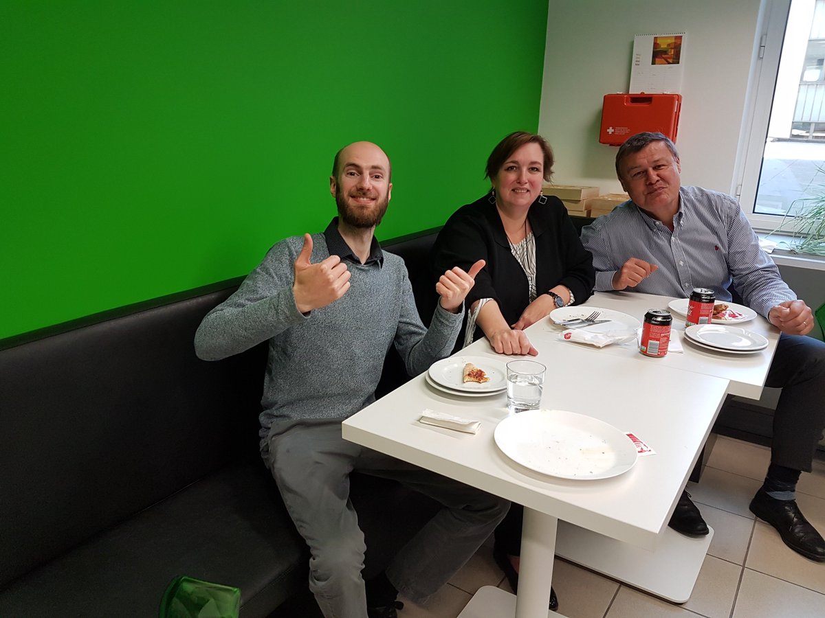 Insurope's tweet photo. Pizza time for the Brussels office. Celebrating Hervé', Sarah and Tom's Bday... happy lunch! https://t.co/MtxHYXnhrX