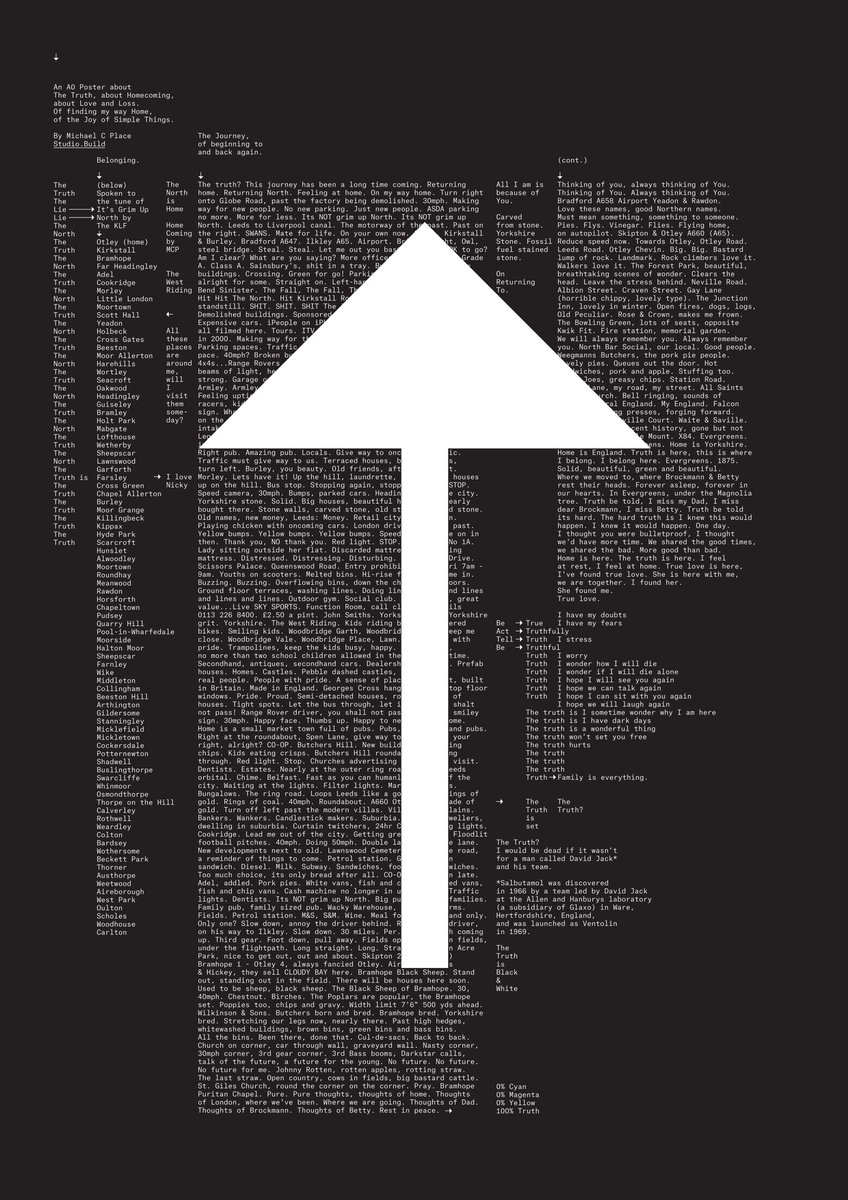michaelcplace's tweet photo. An A0 poster about The Truth, about Homecoming, about Love and Loss. Of finding my way Home, of the Joy of Simple Things. Thanks to @wearephorm &amp; @designfestbrum for asking us to contribute. https://t.co/EGrWqUF118