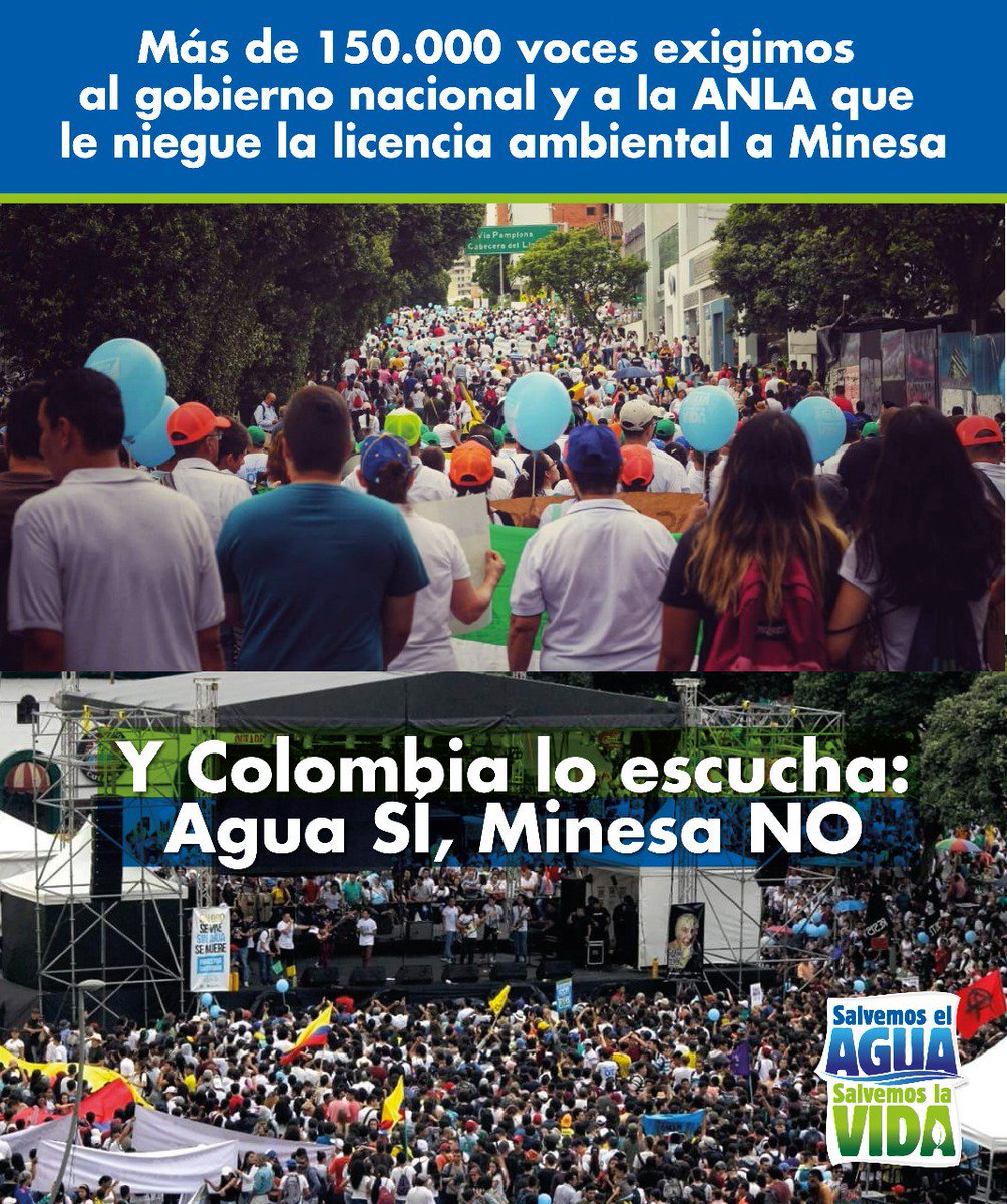 ComiteSanturban's tweet photo. Felicitaciones al gran Santander y Colombia por esa muestra de dignidad, de defensa del agua y el páramo de Santurbán.

El gobierno @IvanDuque y @ANLA_Col deben escuchar esta exigencia de la ciudadanía

Aquí hay un pueblo que defenderá Santurbán de la Megaminería!
#ChaoMinesa https://t.co/xdEI7V1sVb