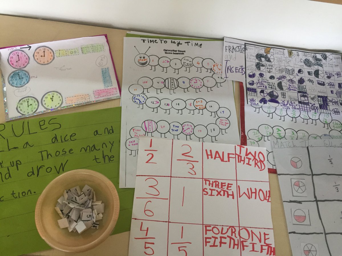 #studentsinaction Ss created their own games to show their understanding of Fractions and Time.