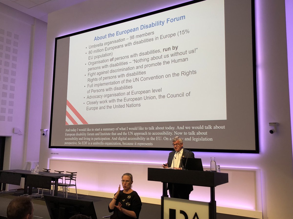 Siteimprove's tweet photo. President of the European Disability Forum, Patrick Clark, giving his perspective on why #DigitalInclusion is necessary to put on the agenda #BetterWebForAll https://t.co/n0WcLwhagg