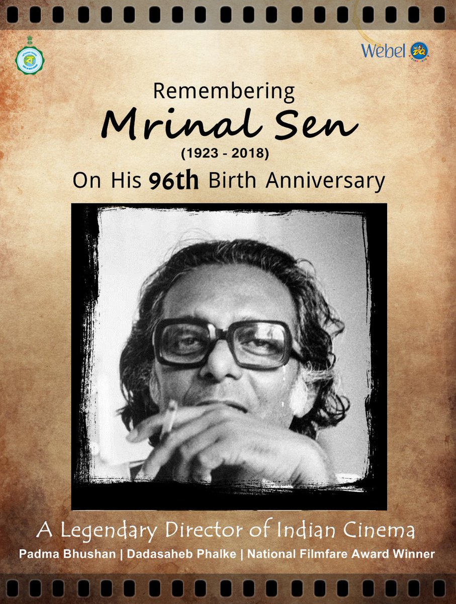 WAA_Webel's tweet photo. A #Tribute to Mrinal Sen on his #96th #birth_anniversary. He is one of the finest directors of Indian #cinema &amp; will remain alive in our heart through his brilliant creations.

#Indian_films  #brilliant_Director  #kolkata #film_industry #amimationinstitutesinkolkata #vfxinstitute https://t.co/PJOWvJsLqw