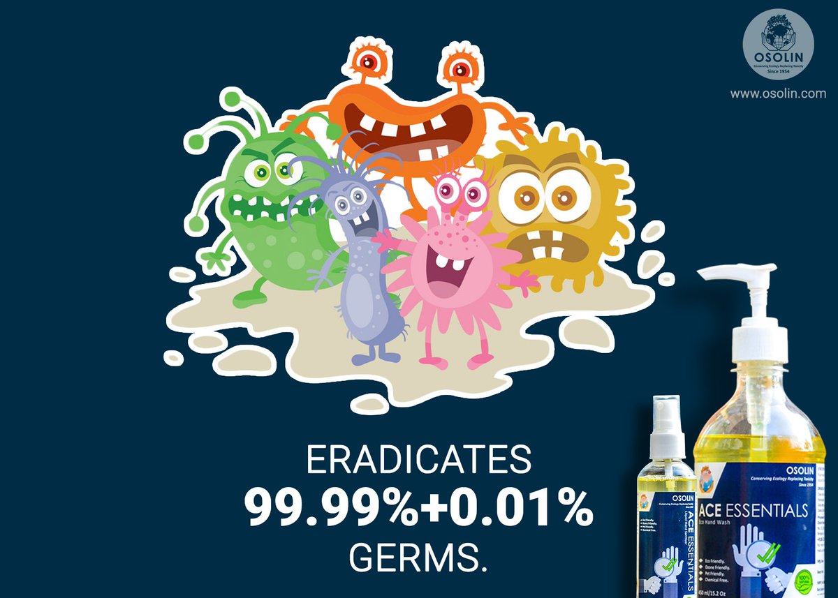 OsolinOrganics's tweet photo. Why spare the 0.01% germs?
Make your hands germ free. Use our (99.99+0.01)% HERBAL Handwash - Ace Essentials.
#osolin #organic #product #AceEssentials #liquid #handwash #germs #bacteria #dirty #ecofriendly #herbal #safe #skincare #selfcare #nature #instadaily #bangalore #india https://t.co/RQU83qGMnA