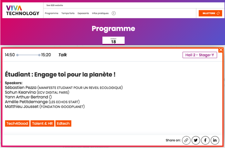 Nad_Alves's tweet photo. 🚨J-3 avant @VivaTech avec l'@ECV_Digital partenaire 

Ravie de vous annoncer @kearvinasohun en Mastère UX à l'#ecvdigital &amp; @MatthieuJousset Fondation @GoodPlanet_ speakers s/ le Talk #Tech4Good
👉🏼 Samedi 18/05 à 14h50
♻ Etudiant : engage-toi pour la🌍!
#VivaTech #HackForPlanet https://t.co/taESzyAPKl